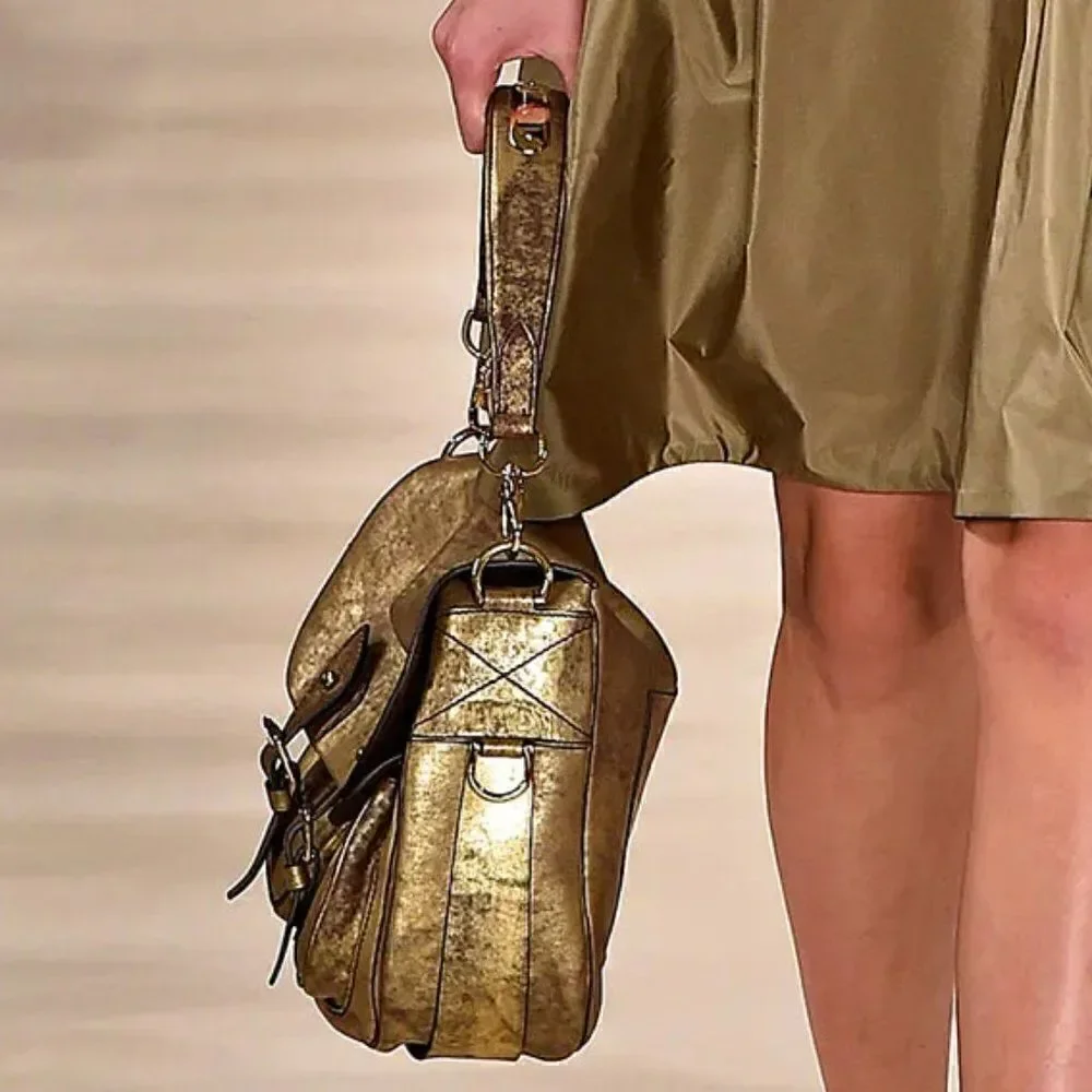 Ralph Lauren  Spring  2015 Collection Gold Luster Vachetta Hunting Messenger Bag